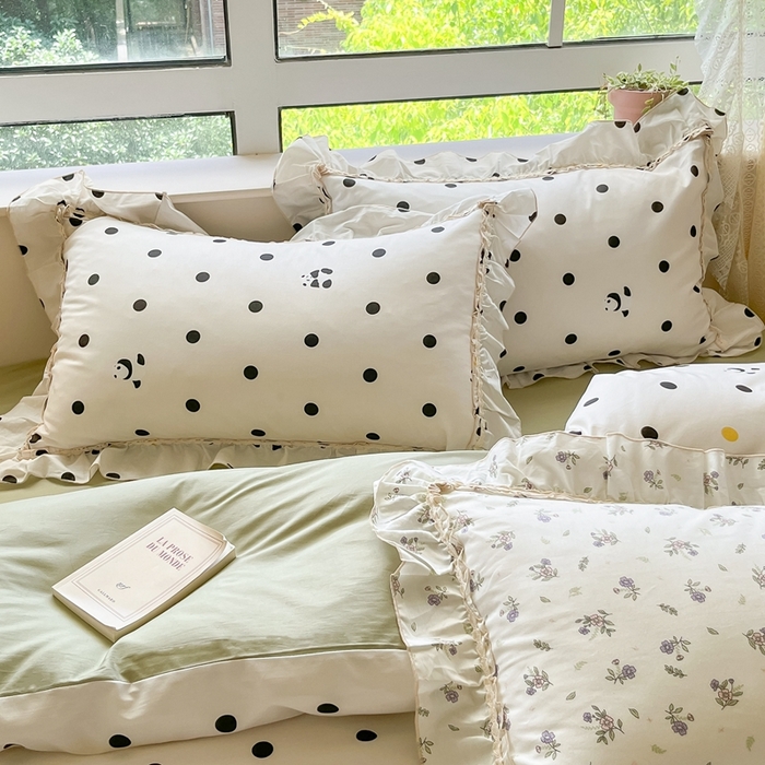 91家纺网 家纺一手货源 找家纺 艾唯希家纺 2024新款全棉韩式花边四件套纯棉公主风田园系列 敦敦熊