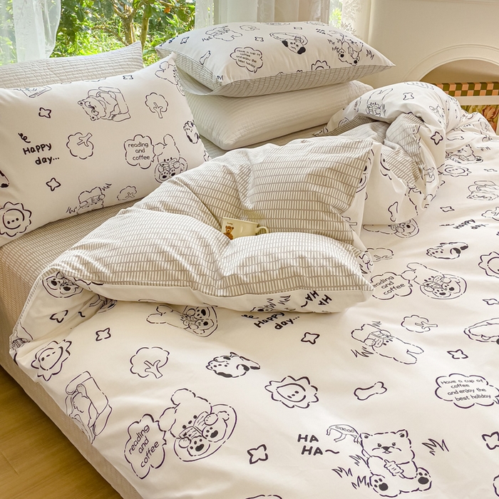 91家纺网 家纺一手货源 找家纺 感遇家纺 2023新款全棉印花四件套 乖乖仔