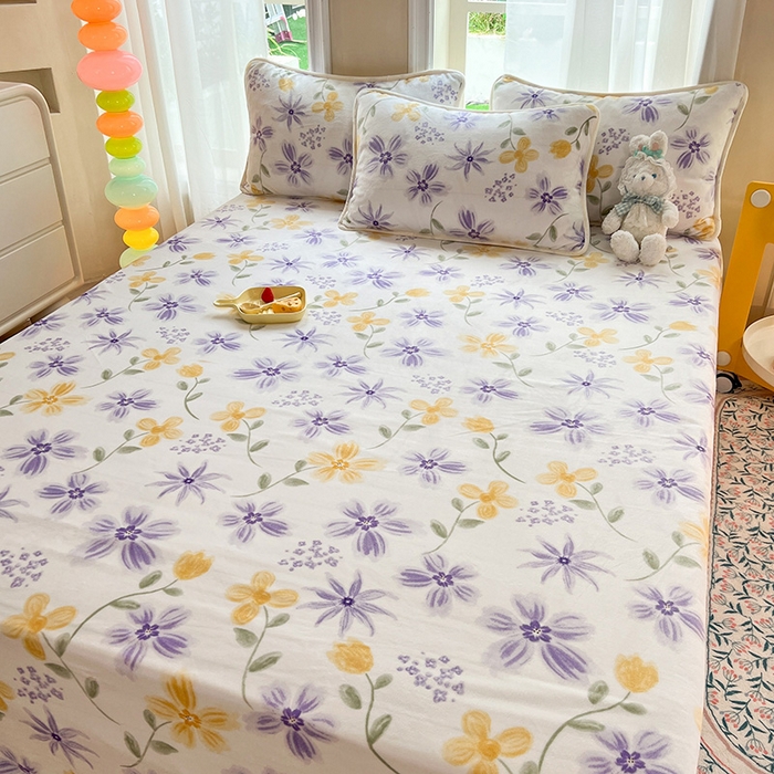 91家纺网 家纺一手货源 找家纺 眠博士 2023新款包边印花床单场景一 床单-花溪紫