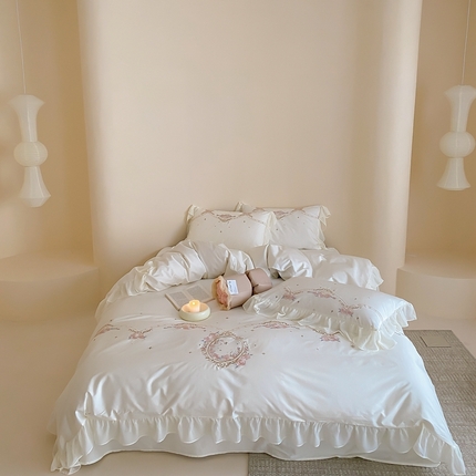 91家纺网 家纺一手货源 找家纺 （总）馨蕊家居 2023新款100支CR工艺全棉四件套-伊芙琳
