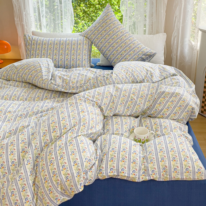 91家纺网 家纺一手货源 找家纺 感遇家纺 2023新款全棉印花四件套 羽扇