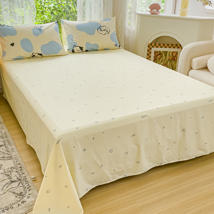 91家纺网 家纺一手货源 找家纺 感遇家纺 2023新款全棉印花四件套 牛奶猫