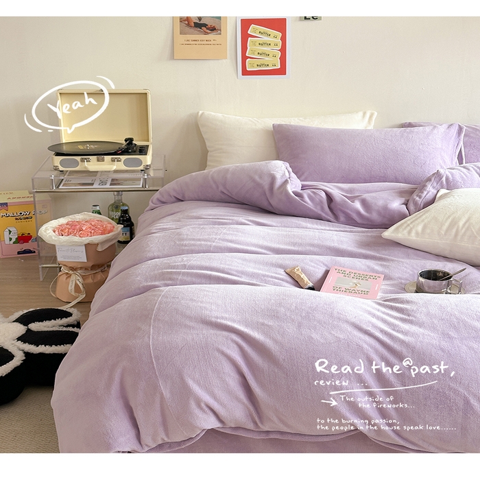 91家纺网 家纺一手货源 找家纺 （总）六巷胡同 2023新款ins博主风纯色牛奶绒四件套