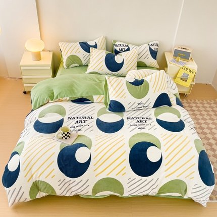 木堇 2023新款牛奶绒印花单被套 简单爱绿