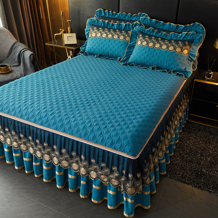 91家纺网 家纺一手货源 找家纺 罗艺轩 2024新款A类蛋白棉夹棉床裙-品味人生 品味人生-宾利兰