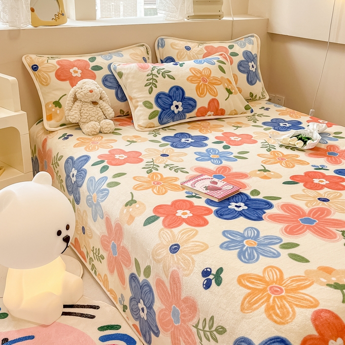 91家纺网 家纺一手货源 找家纺 眠博士 2023新款包边印花床单场景二 床单-花漾粉