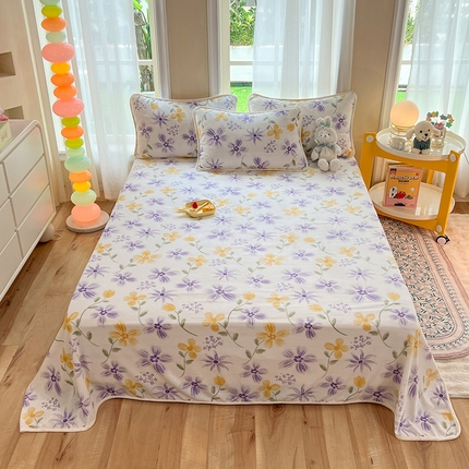 91家纺网 家纺一手货源 找家纺 眠博士 2023新款包边印花床单场景一 床单-花溪紫