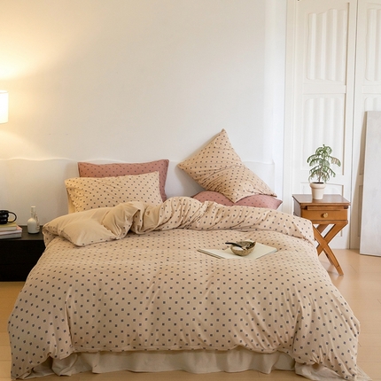 91家纺网 家纺一手货源 找家纺 （总）华超针织 2023新款针织棉魔方格印花四件套