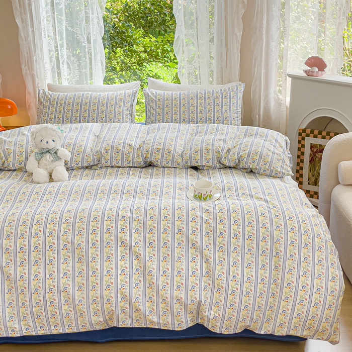 91家纺网 家纺一手货源 找家纺 感遇家纺 2023新款全棉印花四件套 羽扇