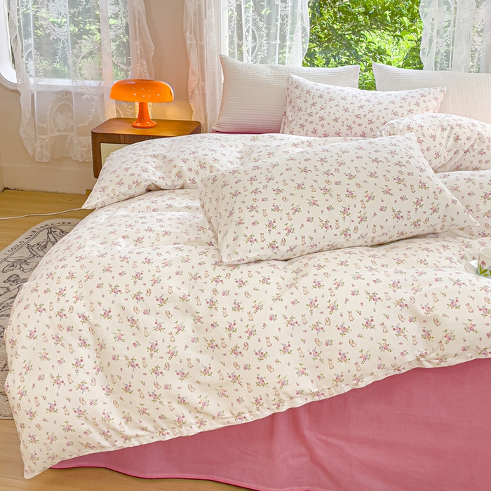 91家纺网 家纺一手货源 找家纺 感遇家纺 2023新款全棉印花四件套 长耳兔