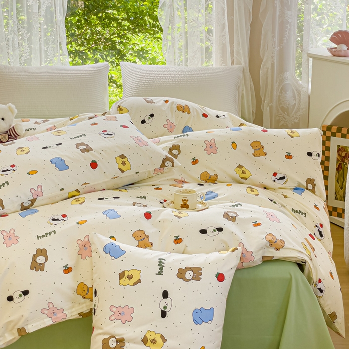 91家纺网 家纺一手货源 找家纺 感遇家纺 2023新款全棉印花四件套 萌宠