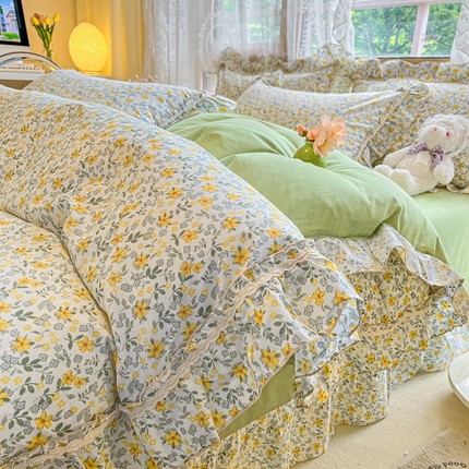 艾唯希家纺 2024新款全棉韩式花边四件套纯棉公主风田园系列新田园生活