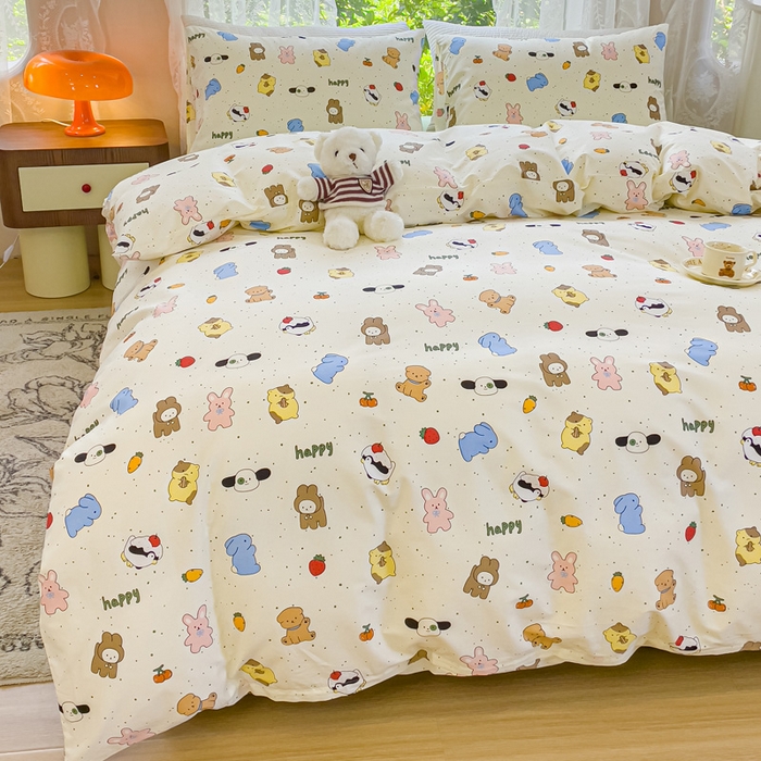 91家纺网 家纺一手货源 找家纺 感遇家纺 2023新款全棉印花四件套 萌宠