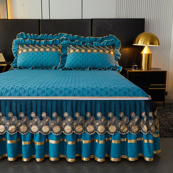 91家纺网 家纺一手货源 找家纺 罗艺轩 2024新款A类蛋白棉夹棉床裙-品味人生 品味人生-宾利兰