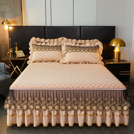 罗艺轩 2024新款A类蛋白棉夹棉床裙-品味人生 品味人生-香槟