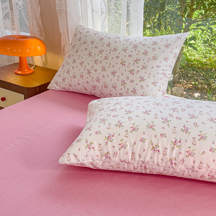 91家纺网 家纺一手货源 找家纺 感遇家纺 2023新款全棉印花四件套 长耳兔