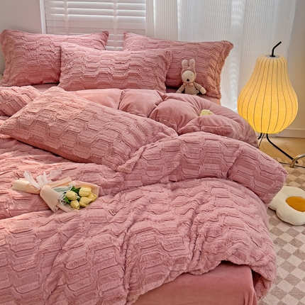 N先生 2024秋冬新款9斤重兔毛绒四件套-婉清系列 婉清-豆沙