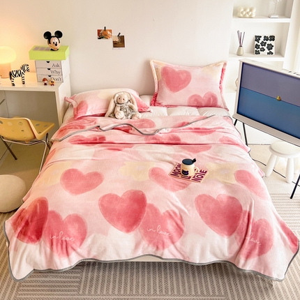 寐居家纺 2023新款双面牛奶绒毛毯 毛毯-爱心泡泡