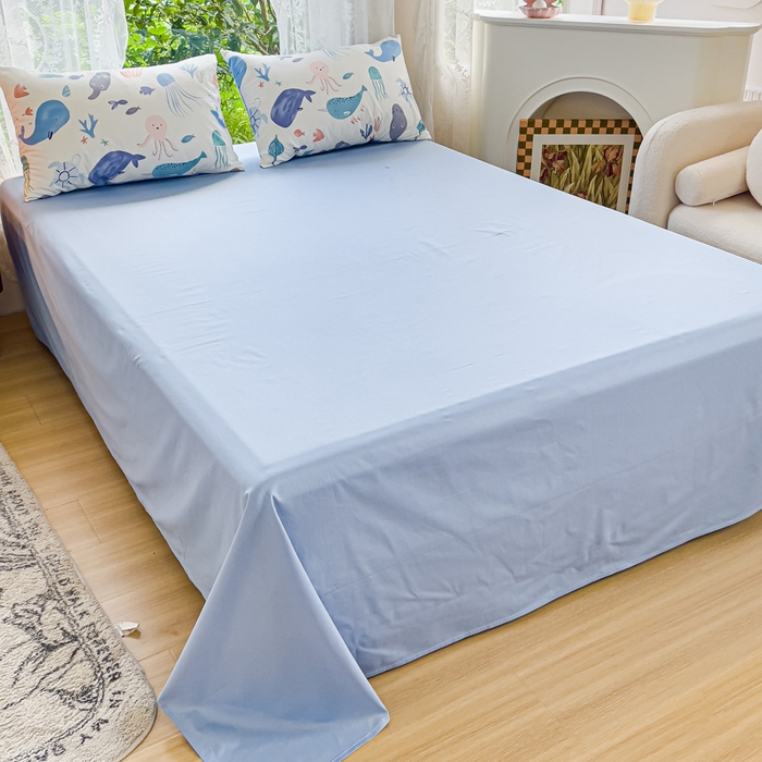 91家纺网 家纺一手货源 找家纺 感遇家纺 2023新款全棉印花四件套 小鲸鱼