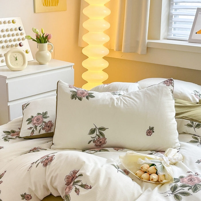 91家纺网 家纺一手货源 找家纺 典雅 2024新款A类小竺棉三件套四件套直播爆款 怡然