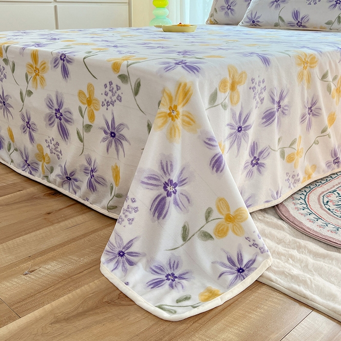 91家纺网 家纺一手货源 找家纺 眠博士 2023新款包边印花床单场景一 床单-花溪紫