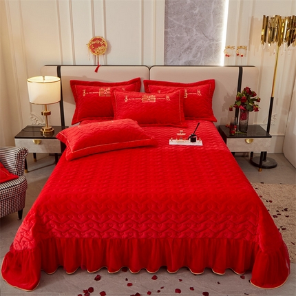 91家纺网 家纺一手货源 找家纺 （总）宜凡家纺 2023秋冬新品婴儿绒婚庆床盖三件套