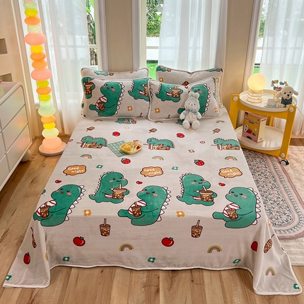 91家纺网 家纺一手货源 找家纺 眠博士 2023新款包边印花床单场景一 床单-小恐龙