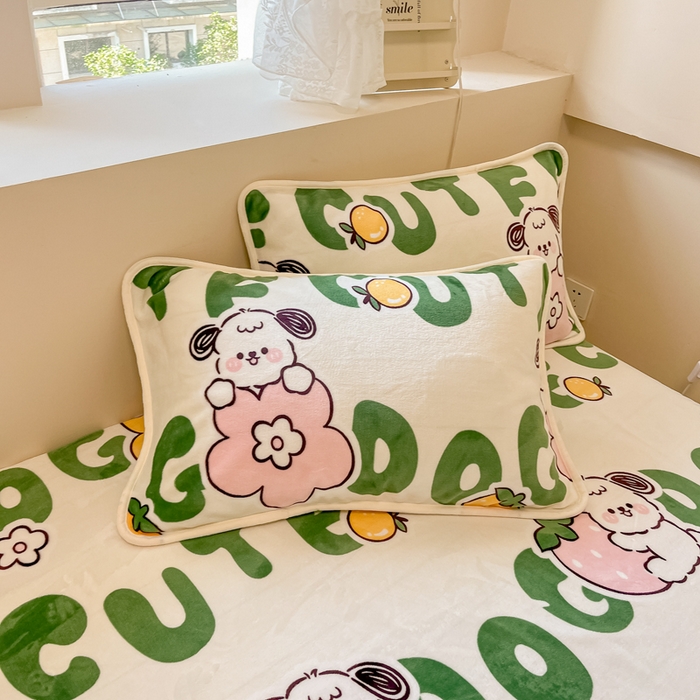 91家纺网 家纺一手货源 找家纺 眠博士 2023新款包边印花床单场景一 床单-快乐汪汪