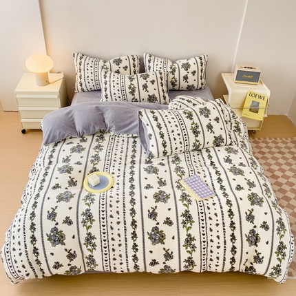 木堇 2023新款印花牛奶绒四件套 法式浪漫