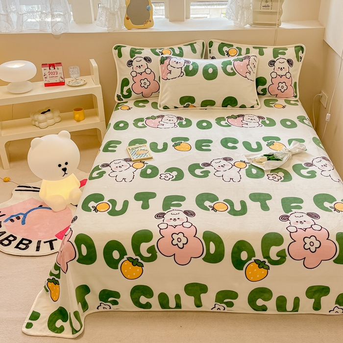 91家纺网 家纺一手货源 找家纺 眠博士 2023新款包边印花床单场景一 床单-快乐汪汪