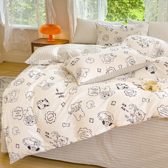 91家纺网 家纺一手货源 找家纺 感遇家纺 2023新款全棉印花四件套 乖乖仔