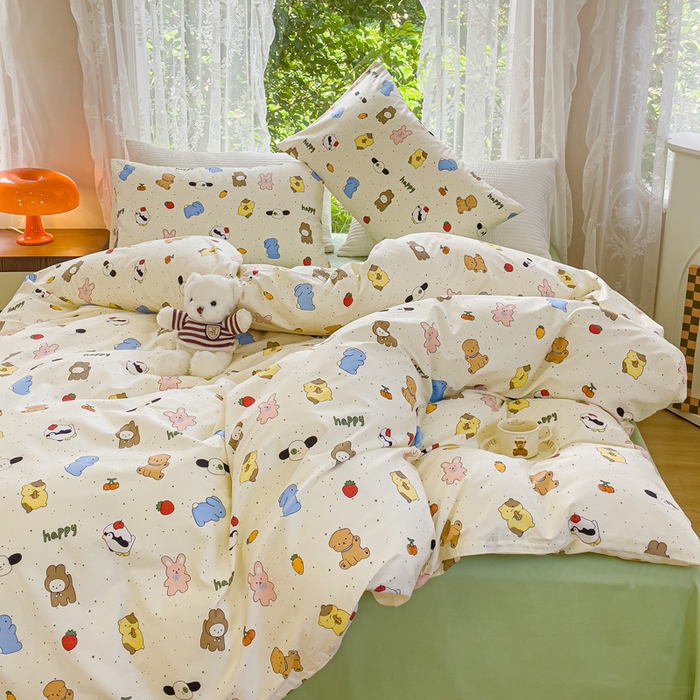 91家纺网 家纺一手货源 找家纺 感遇家纺 2023新款全棉印花四件套 萌宠