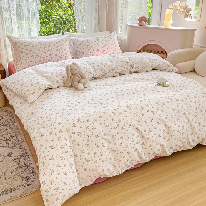 91家纺网 家纺一手货源 找家纺 感遇家纺 2023新款全棉印花四件套 长耳兔