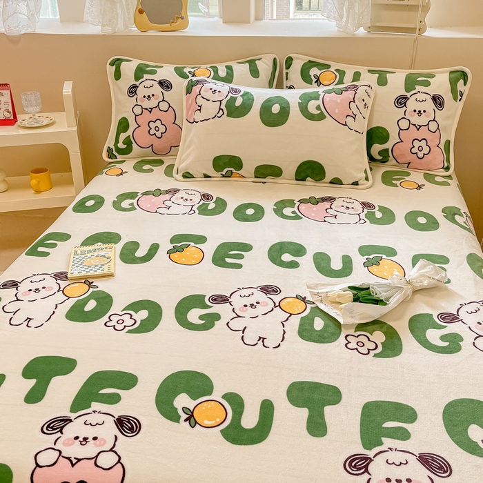 91家纺网 家纺一手货源 找家纺 眠博士 2023新款包边印花床单场景一 床单-快乐汪汪