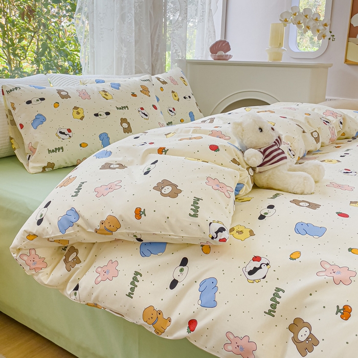 91家纺网 家纺一手货源 找家纺 感遇家纺 2023新款全棉印花四件套 萌宠