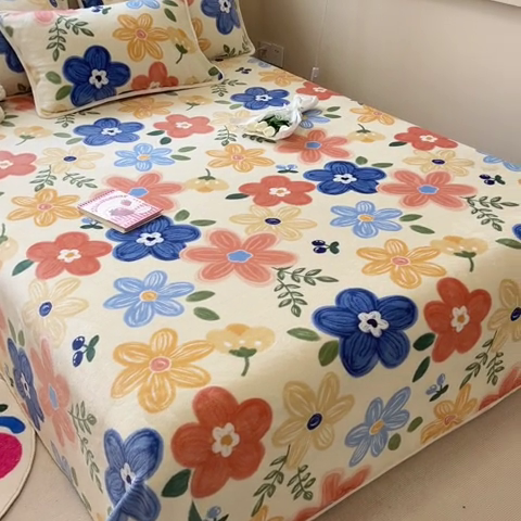 91家纺网 家纺一手货源 找家纺 眠博士 2023新款包边印花床单场景二 床单-花漾粉