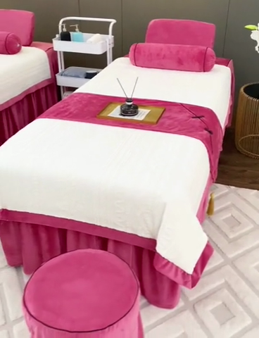 91家纺网 家纺一手货源 找家纺 不打烊家纺  (原春恩家纺) 2023新款水晶绒梦幻花语床罩四件套 梦幻花语-玫红色