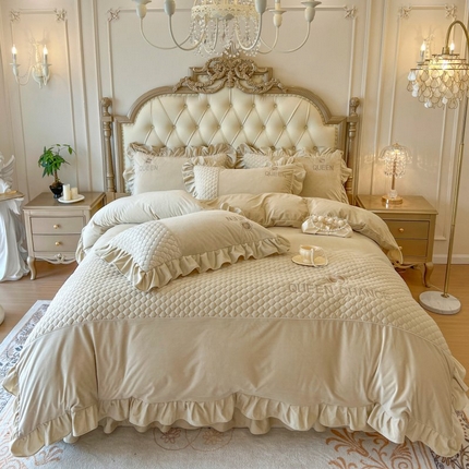 91家纺网 家纺一手货源 找家纺 （总）乐朵 2025秋冬  可可里 婴儿绒 床单款夹棉床盖四件套