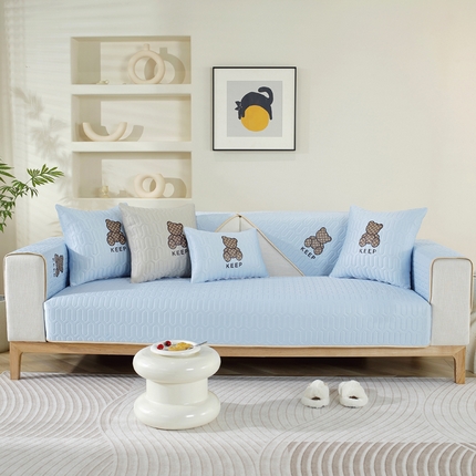 垫小二 2023新款乳胶沙发垫 布丁 纯色天蓝