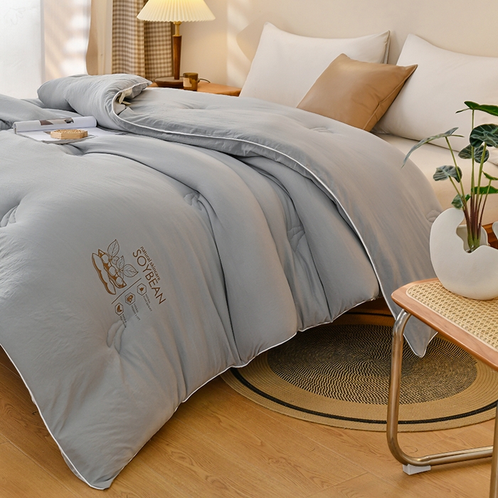 91家纺网 家纺一手货源 找家纺 梦初语 2023新款大豆纤维被子被芯夏季夏凉被全棉春秋冬被加厚空调被双人学生棉被 灰