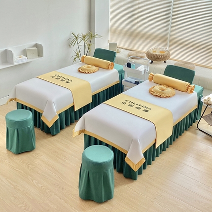 不打烊家纺 2023新款欧洲尼金玉满堂床罩四件套 孔雀绿