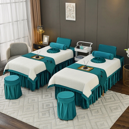 不打烊家纺  (原春恩家纺) 2023新款水晶绒梦幻花语床罩四件套 梦幻花语-孔雀蓝