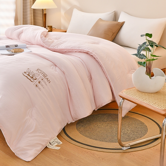 91家纺网 家纺一手货源 找家纺 梦初语 2023新款大豆纤维被子被芯夏季夏凉被全棉春秋冬被加厚空调被双人学生棉被 粉