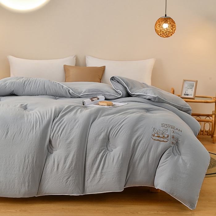 91家纺网 家纺一手货源 找家纺 梦初语 2023新款大豆纤维被子被芯夏季夏凉被全棉春秋冬被加厚空调被双人学生棉被 灰