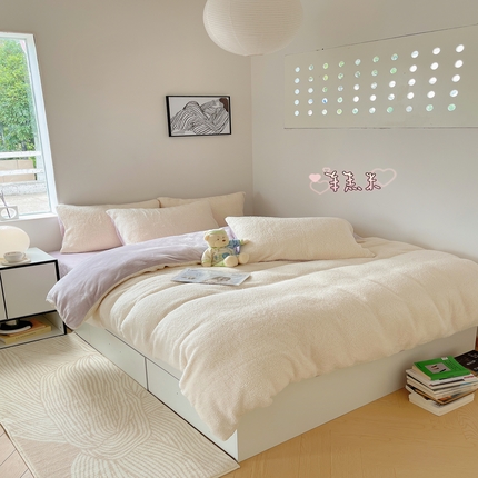 91家纺网 家纺一手货源 找家纺 （总）顾里家纺 2023新款ins牛奶羊羔绒四件套