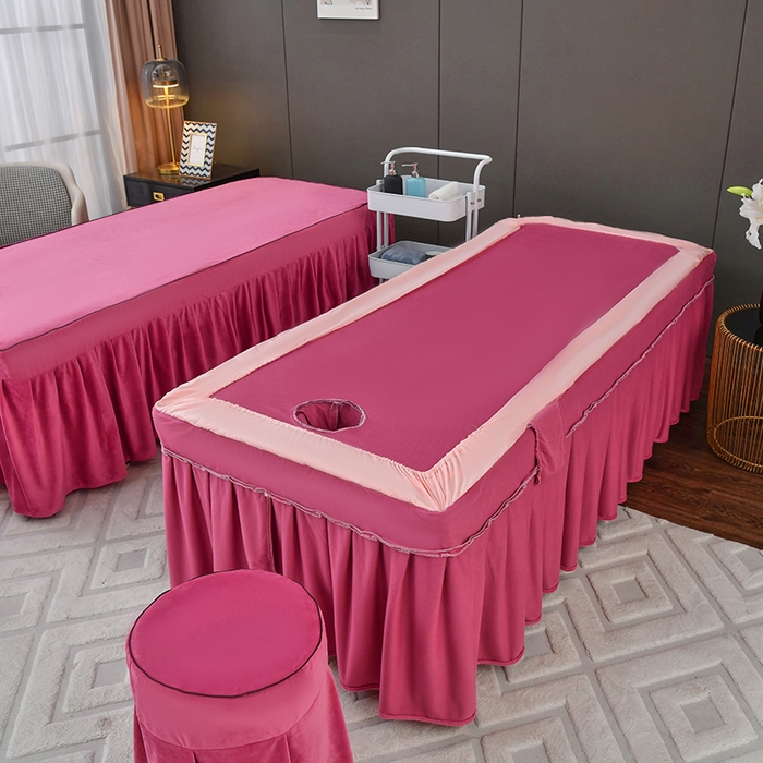 91家纺网 家纺一手货源 找家纺 不打烊家纺  (原春恩家纺) 2023新款水晶绒梦幻花语床罩四件套 梦幻花语-玫红色