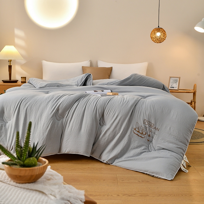 91家纺网 家纺一手货源 找家纺 梦初语 2023新款大豆纤维被子被芯夏季夏凉被全棉春秋冬被加厚空调被双人学生棉被 灰