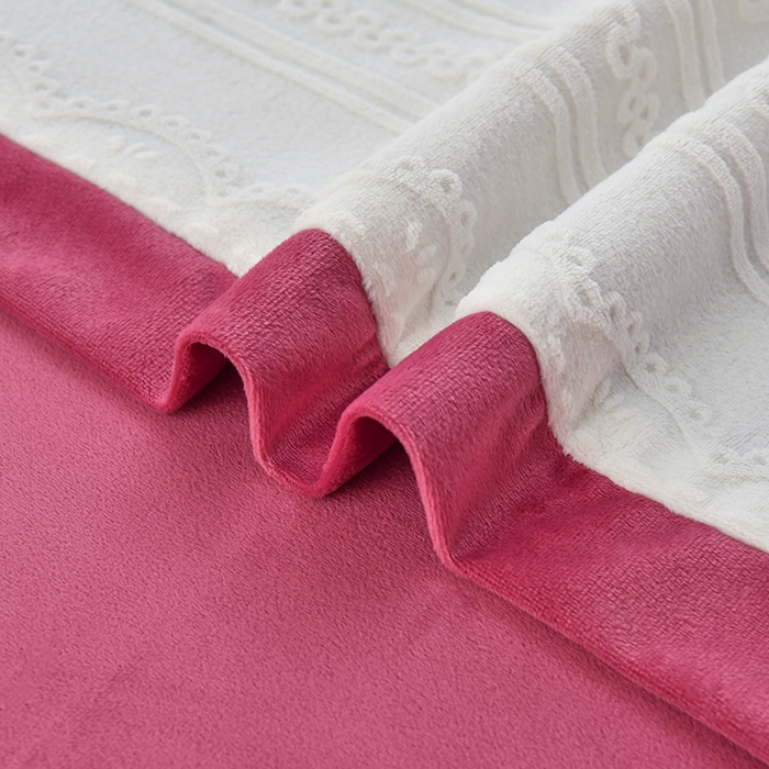 91家纺网 家纺一手货源 找家纺 不打烊家纺  (原春恩家纺) 2023新款水晶绒梦幻花语床罩四件套 梦幻花语-玫红色