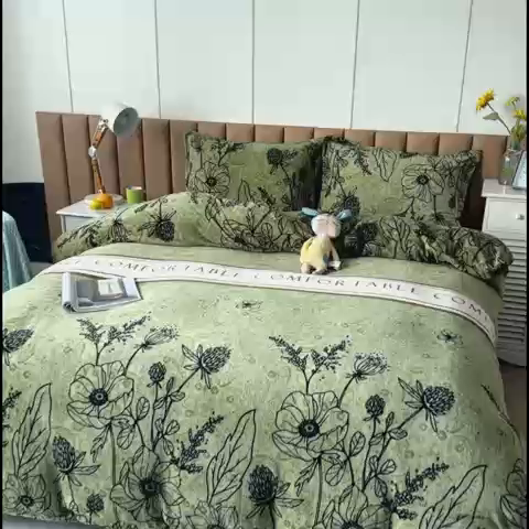 91家纺网 家纺一手货源 找家纺 乐居坊 2023新款高克重牛奶绒印花保暖四件套 卡诗兰顿