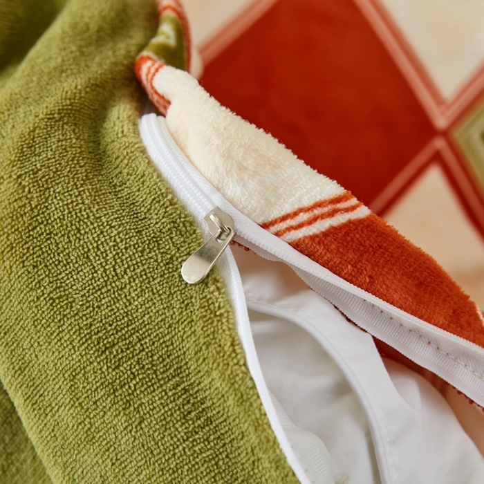 91家纺网 家纺一手货源 找家纺 乐居坊 2023新款高克重牛奶绒印花保暖四件套 山姆大叔-绿